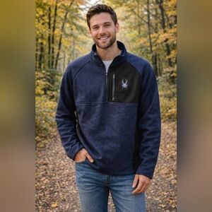 Spyder Gait Quarter Zip Blue/Black Pop Over Jacket Size L